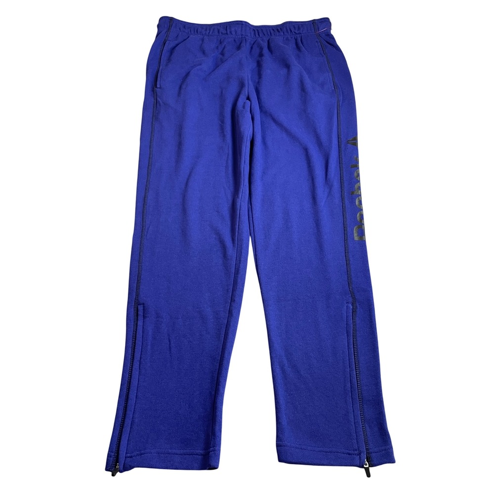 NEW Reebok Cruise Control Mens Sweatpants Blue Streak Joggers Ankle Zip Large